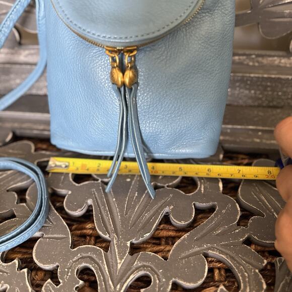 HOBO Fern Crossbody Pebbled Leather Blue Old English Brass Adjustable Strap - Picture 10 of 11